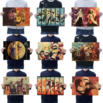 

Classic Naruto Figure Sasuke Pain Neji Painting Anime Poster Vintage Decoracion Wall Art Kraft Paper Posters Wall Stickers