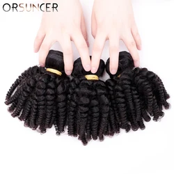 ORSUNCER Brazilian Afro Funmi Hair Bouncy Curly Human Hair Weaves Non-Remy 1/3/4 Bundles Extension Natural color Medium Ratio