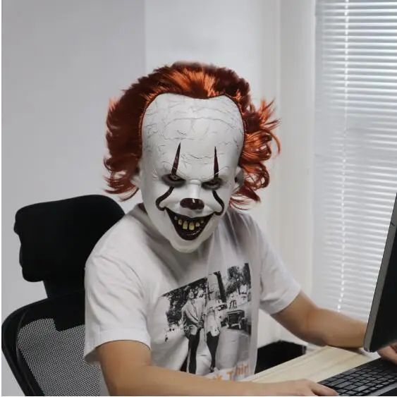 

Joker Pennywise Mask Stephen King It Chapter Two 2 Horror Cosplay Latex Masks Helmet Clown Halloween Party Costume Prop 2