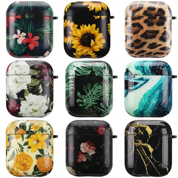 

Wireless Earphone Case for AirPods 1 2 TPU Sunflower Pattern Marble Flower Protection Cover Bluetooth Headphone Shell