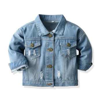 

2020 Spring Autumn Kids Cowboy Jacket Fashion Toddler Boys Denim Outerwear Children Ripped Jeans Boys Girls Coat Hot Sale