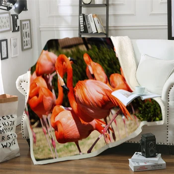 

Flamingos Throws Blanket on Sofa Sherpa Fleece Plaid Fluffy Bed Blankets Soft Living Room Winter Bedspread