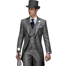 Фрак свадебные костюмы для мужчин Terno Masculino смокинги для жениха 3 шт. длинная куртка мужской классический костюм утренний ужин