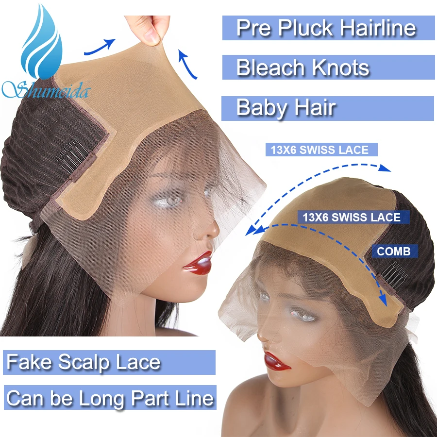 SMD 13*6 Fake Scalp Cap Lace Front Human Hair Wig With Baby Hair Malaysian Remy Hair Body Wave Glue