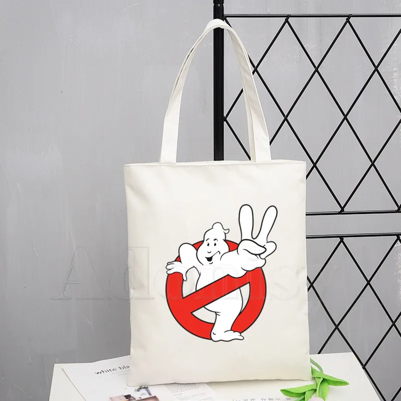 

Ghost Busters Ladies Handbags Cloth Canvas Tote Bag Shopping Travel Women Eco Reusable Shoulder Shopper Bags Bolsas De Tela