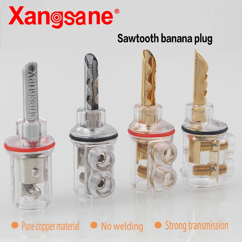 Xangsane 8 pieces High Performance Pure copper Gold plated Banana Lock Plug HiFi Speaker Banana Connectors 8mm