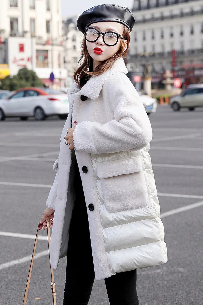 

Trend Simple Slim Fit Slimming Versatile Long Sleeve Mid-length Cotton-padded Clothes Cotton Coat 2019 Winter Fur Women's