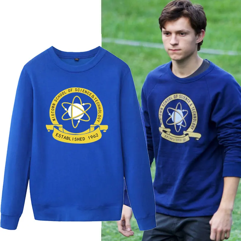 

2019 Movie Spiderman Homecoming Blue Fleece Pullover Peter cosplay Sweatshirt Unisex Free shipping Hoodies & Sweatshirts