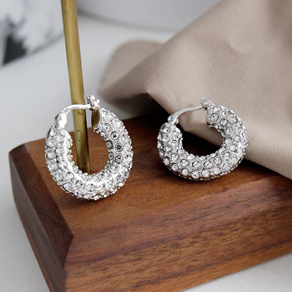 Великолепные серьги-кольца с кубическим цирконием для женщин, серебряные, золотые вечерние серьги, свадебные ювелирные изделия, pendientes mujer moda - Окраска металла: Silver