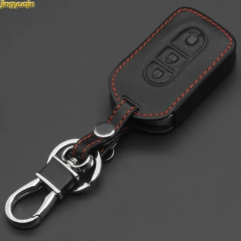 

Jingyuqin 3 Button Super Leather Car Key Case Cover Fob Shell for Nissan Tiida Note Navara Qashqai Micra Juke X-Trail Pathfinder