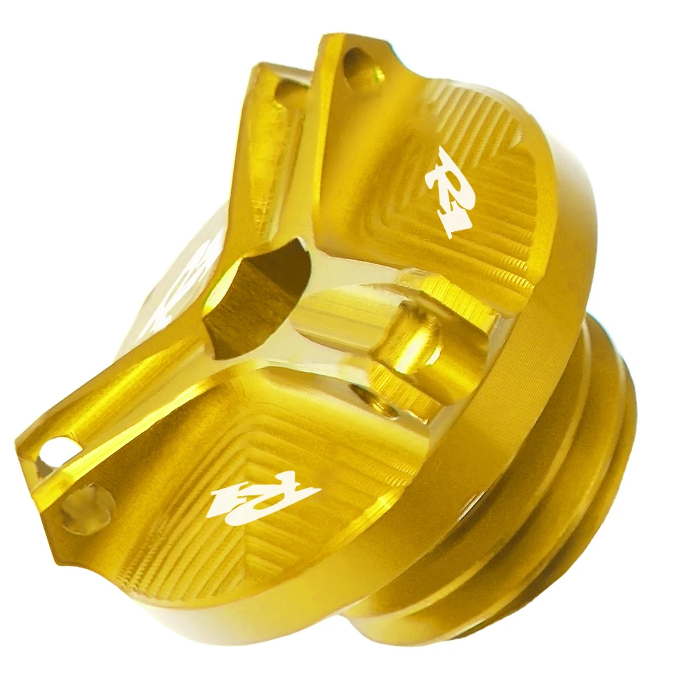 gold С логотипом R1 M20* 2,5 ЧПУ Мотоциклетный Двигатель мото масляный колпачок топливного бака Крышка для Yamaha YZF R1 1999 2000 2001 2002 2003 - Цвет: gold