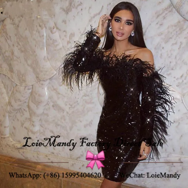 Sparkling Black Sequined Cocktail Dress 