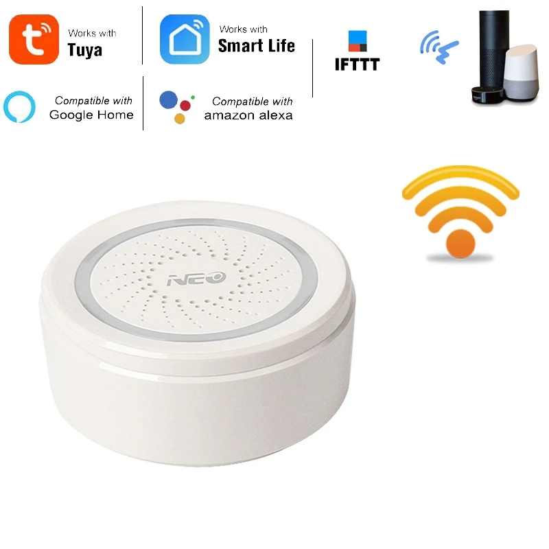 

WiFi Alarm Remote Control 100Db Loud Siren Work with Echo Alexa Google Home IFTTT for Home Hotel Office
