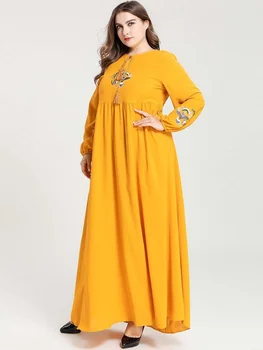 

Elegant Abaya Embroidery Floral Maxi Dress Muslim Vestidos Cardigan Kimono Long Robe Gowns Jubah Middle East Eid Ramadan Islamic
