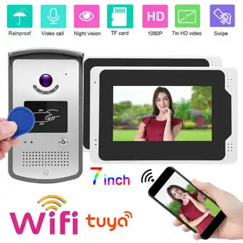 

Doorbell 7in TFT 2Monitors WiFi 1080P Visible Intercom Door Phone Rainproof Night Vision Entry System for TUYA