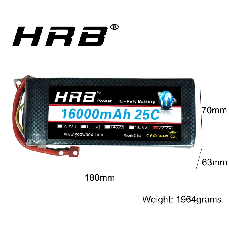 RC Lipo батарея 6S 22,2 V 16000mAh 25C XT150 разъем Электрический велосипед 48v 16ah батарея для радиоуправляемые машины самолеты вертолет Танк Игрушка