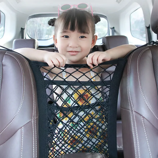 Car Interior Trunk Seat Back Elastic Mesh Net Car Styling Storage Bag Pocket Cage velcro Grid Pocket Holder Car Accessories Trun 1