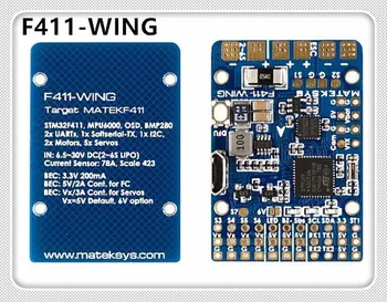 

Matek Systems F411-WING STM32F411 Flight Controller Control With INAVOSD MPU6000 BMP280 Support Fly Wing Fixed Wing RC Airplane