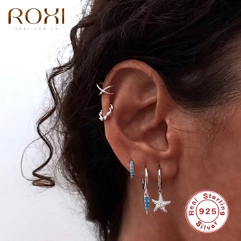 

ROXI Cute Starfish Pendant Round Hoop Earrings for Women Kids Birthday Gift Earring 925 Sterling Silver Jewelry Pendientes Mujer