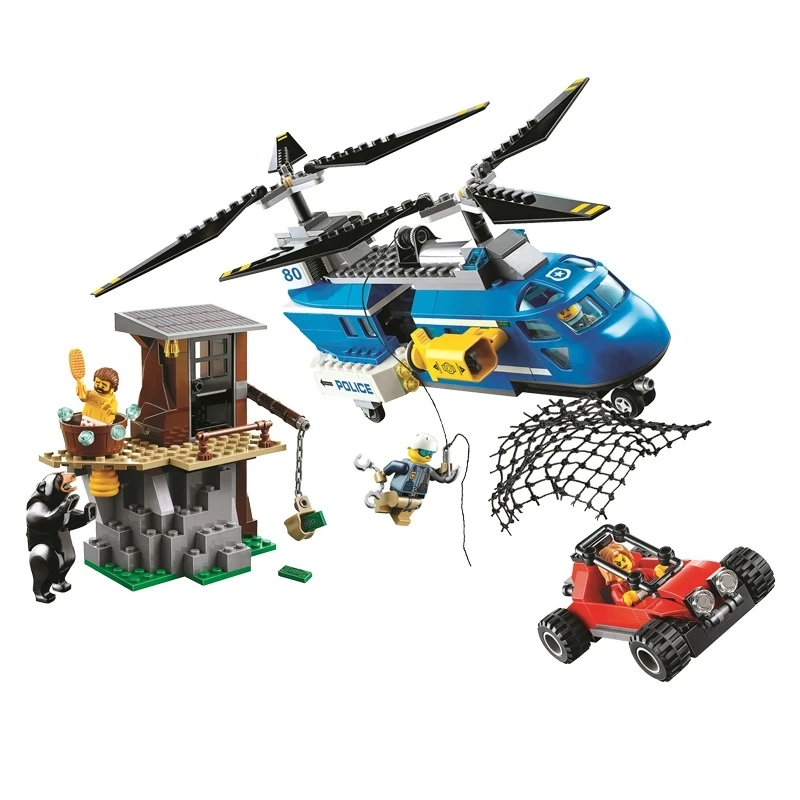 

New 325pcs Legoinglys City Mountain Arrest Police Helicopter Buggy Model Building Blocks Assemble Kids Toy Bricks Christmas gift