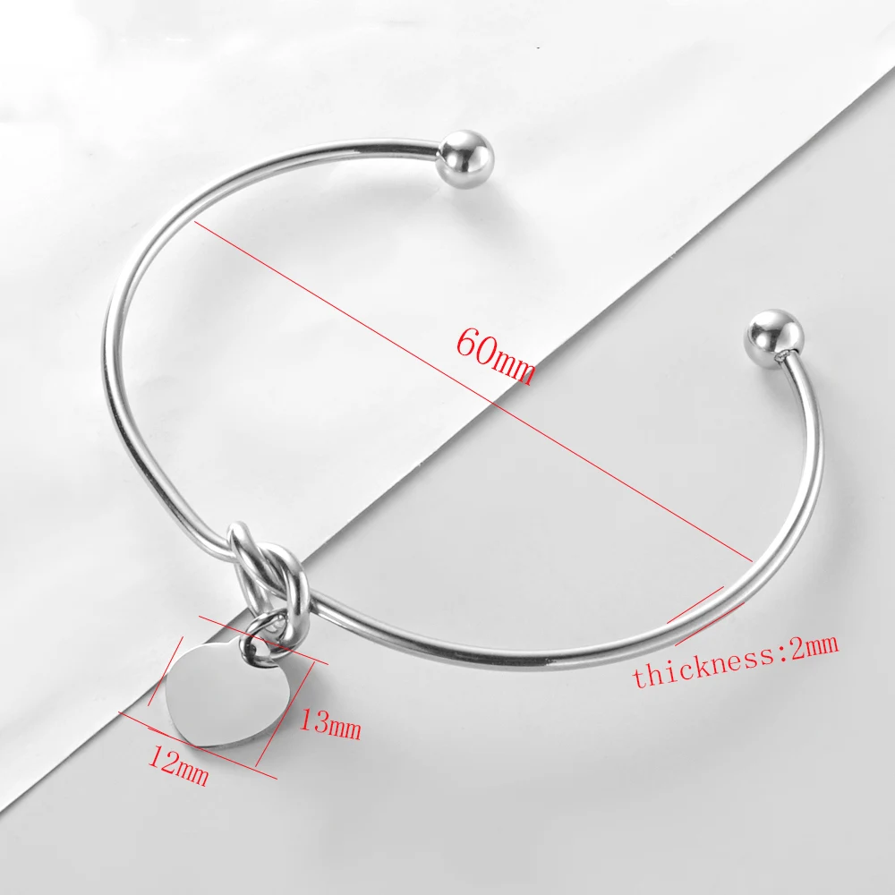Heart Knot Stainless Steel Bangle for Women