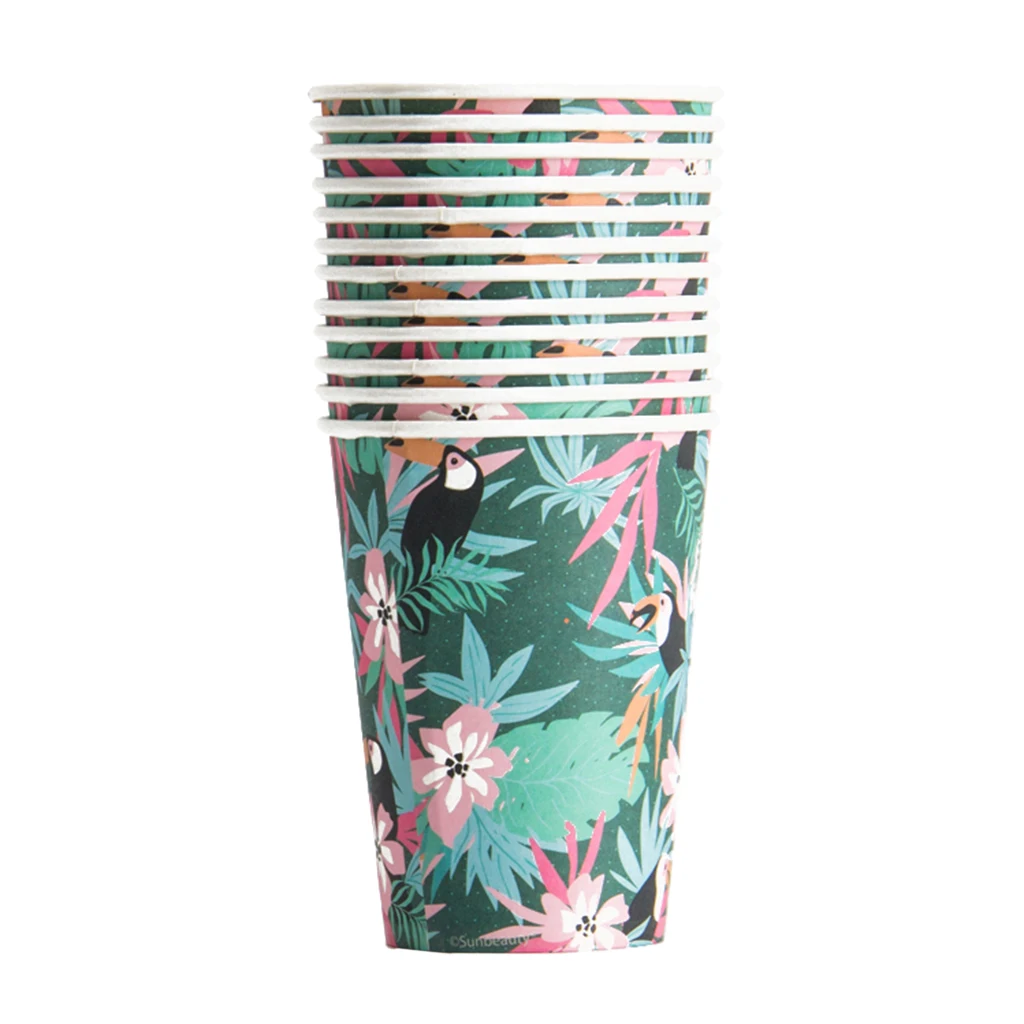 12pcs Paper Cup Summer Animal Series For Birthday Party Jungle Themed Party Forest Theme Decor Cups Party Supplies