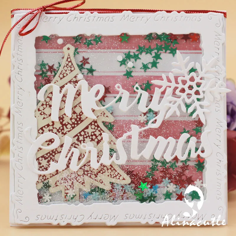 Высечка металлическая пресс-форма слова Merry Christmas light Скрапбукинг Бумага Ремесло ручной работы карты удар искусство резак Alinacutle