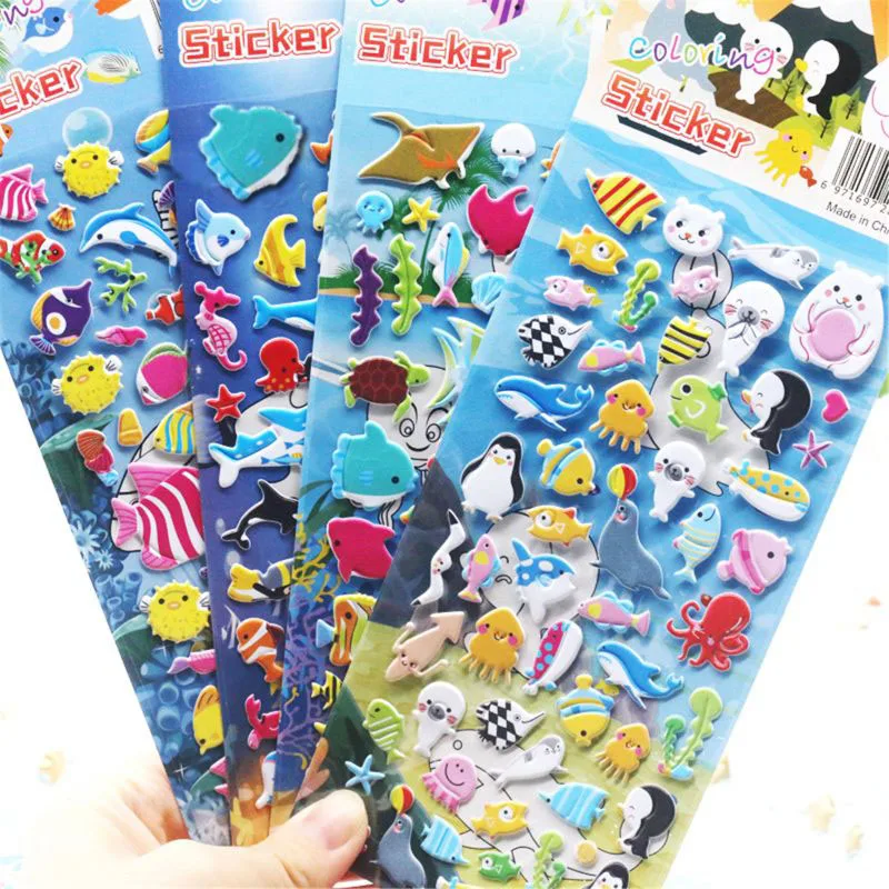 3d Cartoon Puffy Stickers Kids  Stickers Puffy Cartoon Animals - 10 Sheets  4sheets - Aliexpress