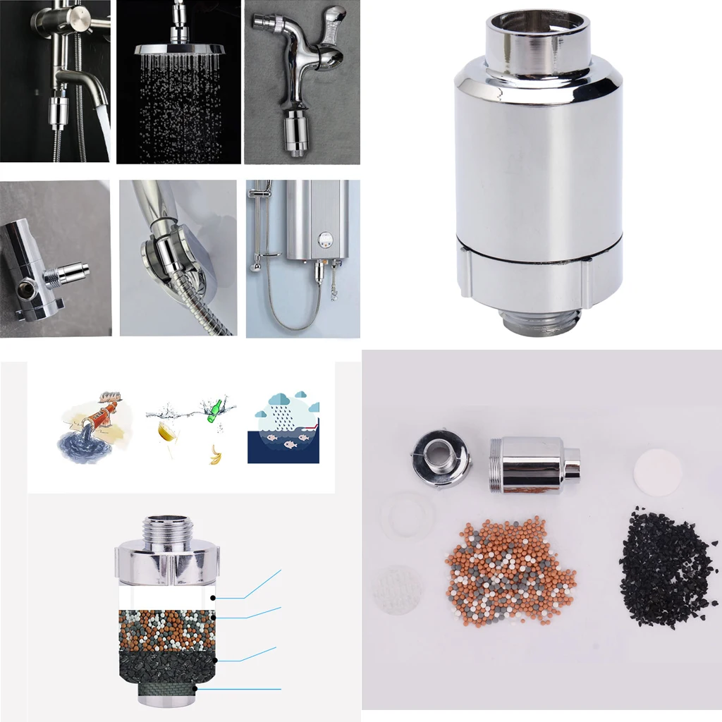 Shower Filter - Shower Head Filter - Hard Water Filter - Faucet Purifier for Household Softener Chlorine Silver Color