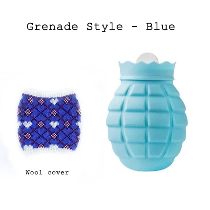 Grenade Style-Blue Силиконовые грелки для рук Карманные грелки для воды милые грелки для рук сумки - Цвет: Grenade Style-Blue