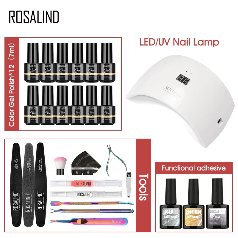 ROSALIND Gel Set Nail Polish Hybrid Varnishes Gel Kit All For Manicure Colorful Nail Art Design Nail Extension 7ml Base Top 3