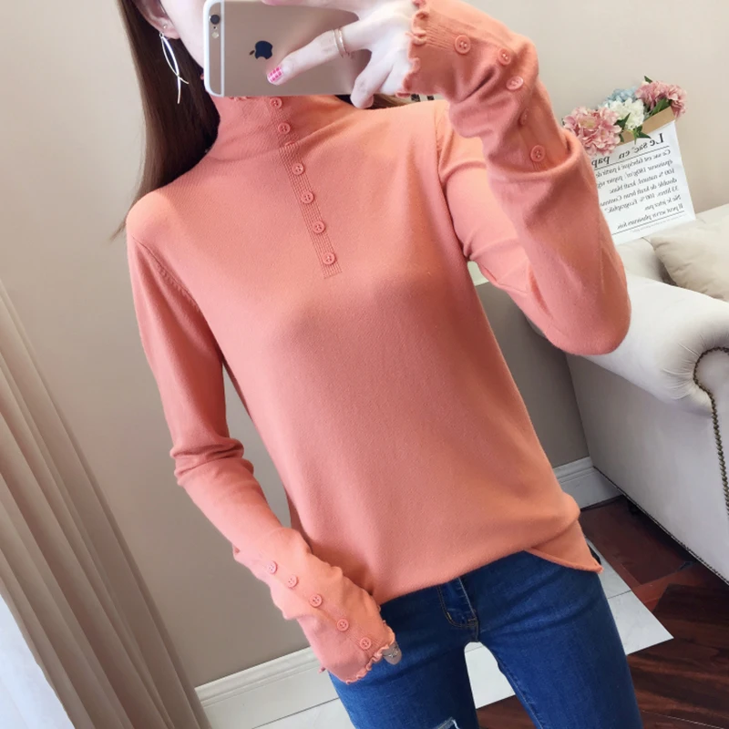 6 Colors Kintted Turtleneck Women Sweater Solid Color Long Sleeve Jumper Korean Fashion Autumn Winter Pullover Beige Blue Red 6 Colors Kintted Turtleneck Women Sweater Solid Color Long Sleeve Jumper Korean Fashion Autumn Winter Pullover Beige Blue Red