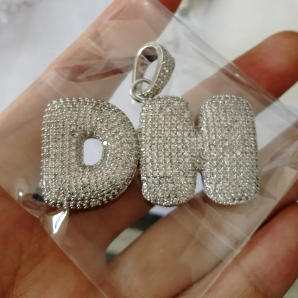 Пользовательское имя буквы латунь установка CZ кулон Iced Out AAA цирконовая цепочка хип хоп Ожерелье для мужчин ювелирное изделие подарок CN154