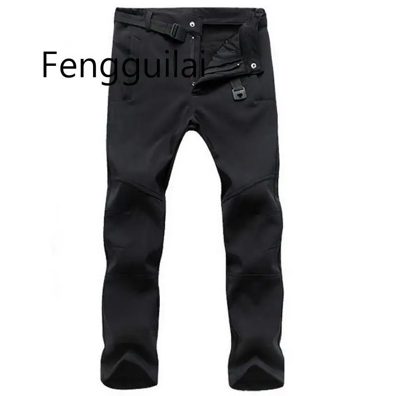 2020  Warm pants Stretch Waterproof Pants Men Casual Winter Thick Warm Fleece Shark Skin Trousers Male Windbreaker Sweatpants Me