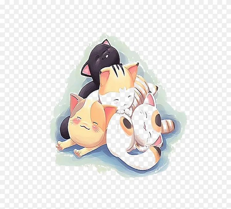 猫卡通创意作品插图-可爱的猫插图