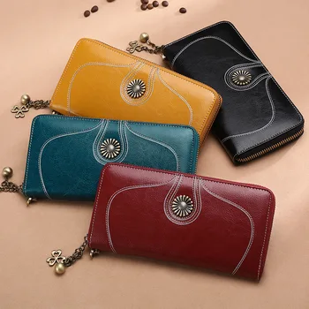

Woman's Wallet Leather Ladies Long Cute Wallet Zipper Woman's Wallet Clutch