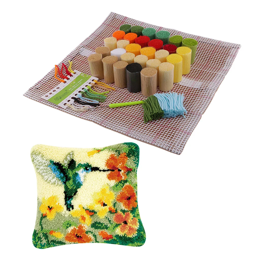 Animal / Flower Latch Hook Rug Kits Pillow Case Making Package for Kids Beginners