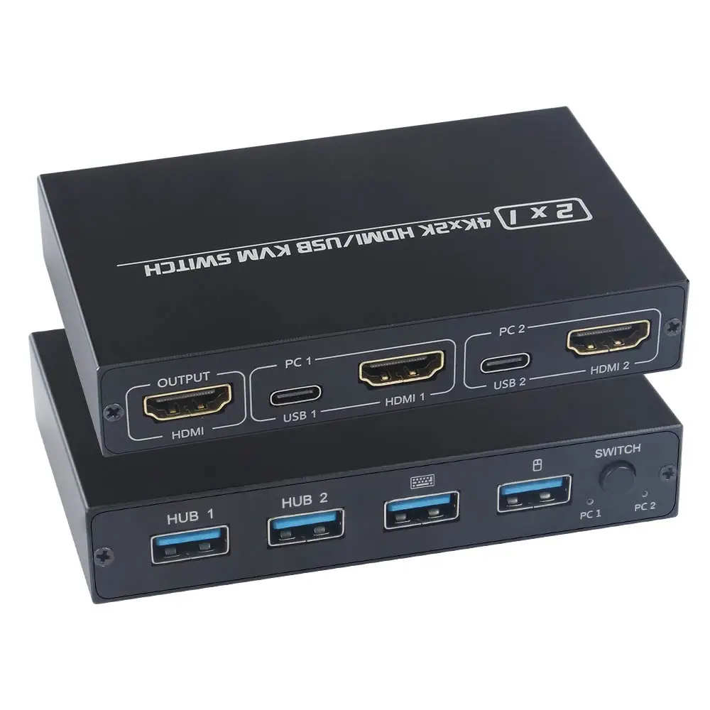 Para 2 PC compartir teclado ratón enchufe para impresora y jugar 2021 4K HDMI USB KVM interruptor caja de pantalla de vídeo de interruptor USB divisor