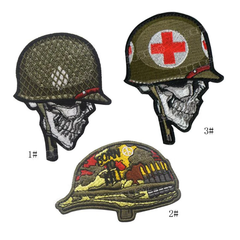 

3D Embroidery Patch Skull Soldier Helmet To Maintain Morale Patch Tactical Badge Cloth Stickers Military Fan Armband Decal Logo