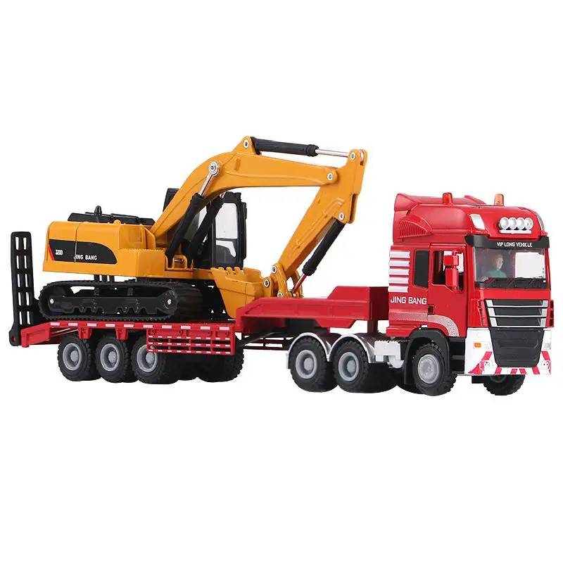 Toy Truck Flatbed Trailer Trailer Roller Excavator Truck Action