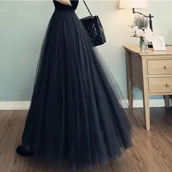 

2020 Summer New Fashion Vintage Bohemia Chiffon Candy Color Women Floor-Length Long Maxi Beach Party Loose Flare Pleated Skirt