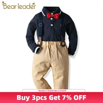 

Bear Leader Boys Clothing Sets 2020 New Autumn Kids Baby Suspender Clothes Toddler Baby Bowtie Suits Party Costumes Cute Outfits