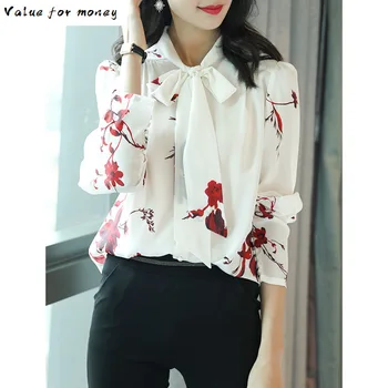 

Spring Elegant Women's Shirt 100% Real Pure Silk Blouse Women Clothes 2020 Blouses Print Women Tops Office Lady Shirts ZT2253
