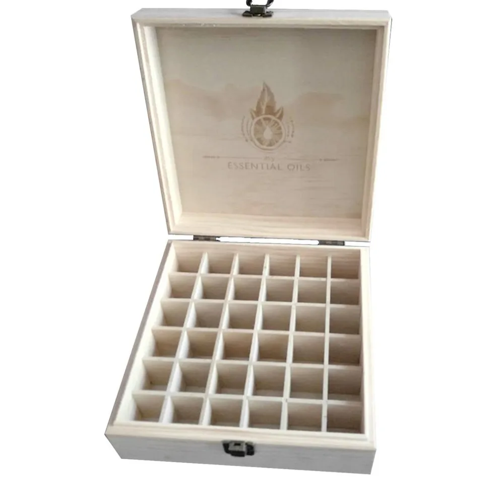 

Modern Design 36 Slots Wooden Essential Oils Box Solid Wood Case Holder Aromatherapy Bottles Storage Organizer