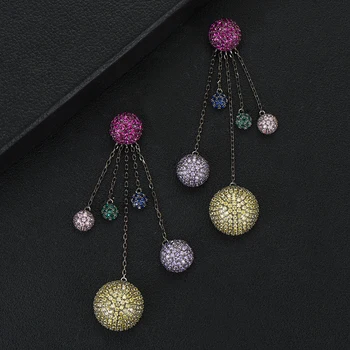 

Siscathy New Charms Trendy Long Tassel Drops Earrings Luxury Cubic Zircon Drop Ear Earrings For Women Wedding Party Accessories