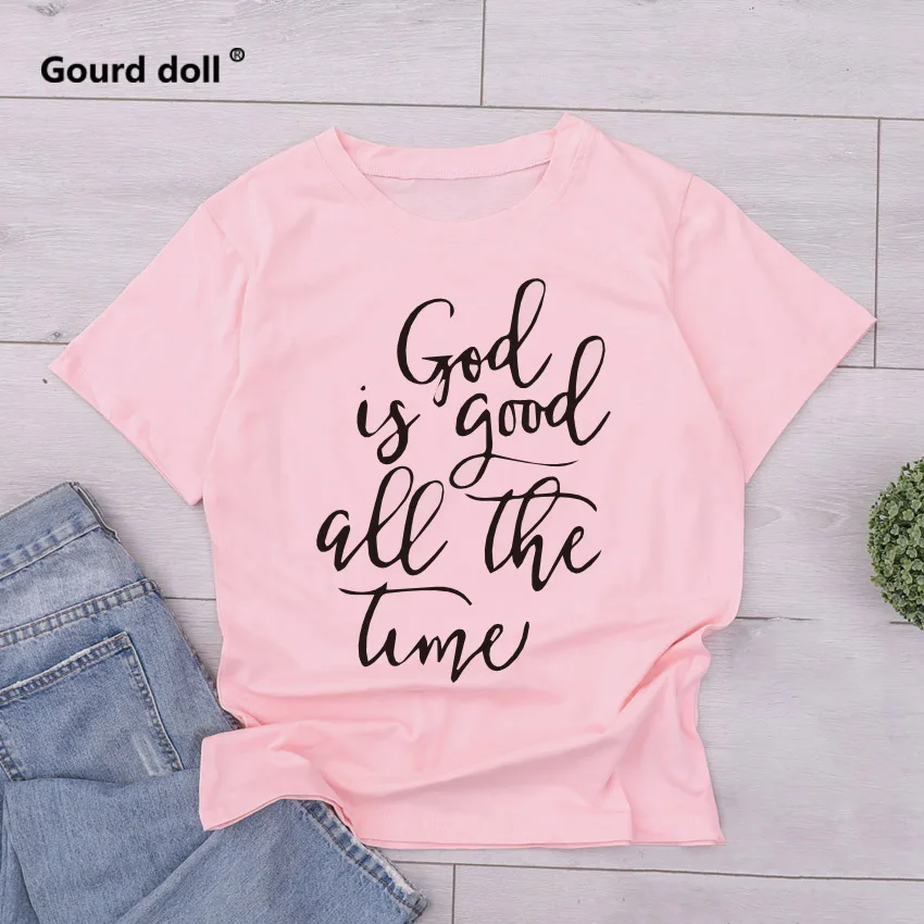 Футболка женская с надписью God is Good Повседневная рубашка принтом Топ в стиле