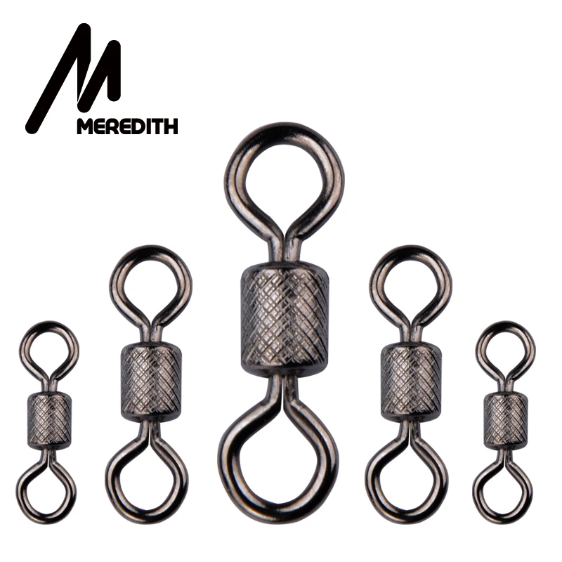 Meredith 50PCS/Lot Fishing Swivels Ball Bearing Swivel with Safety Snap Solid Rings Rolling Swivel for Carp Fishing Accessories