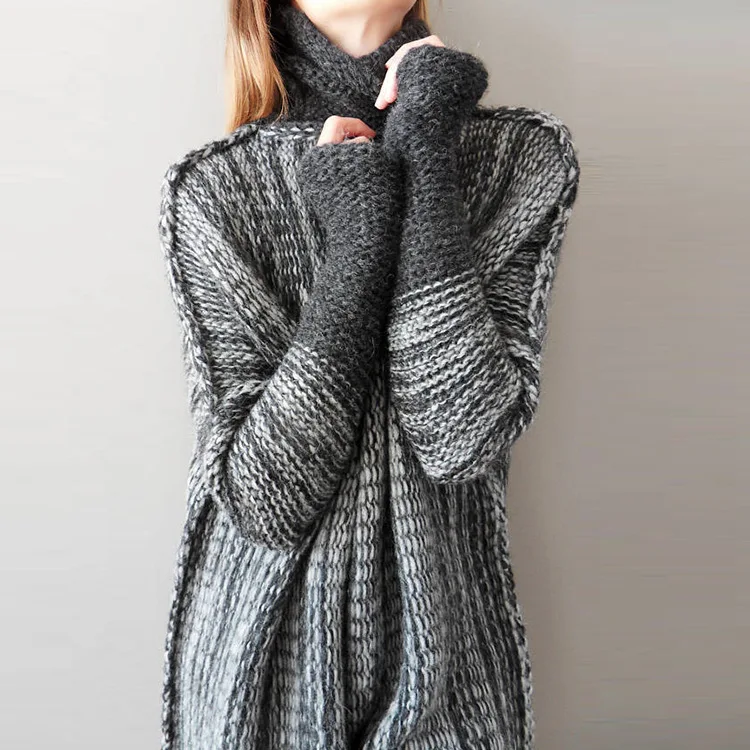 

2019 Women's Loose Turtle Neck Woman Sweater Pullovers Long Sleeve Knee Length Fashion Oversize Casual Sweater Women Clothing
