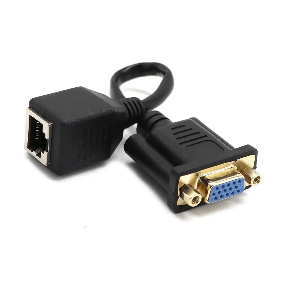 15 см VGA в RJ45 адаптер VGA удлинитель в Lan Cat5 Cat5e RJ45 конвертер Ethernet адаптер кабель черный мужской женский удлинитель адаптер