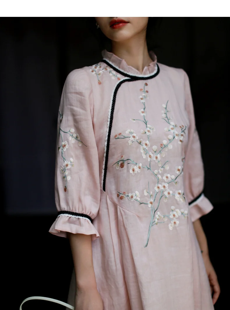 ROJAY, новинка, китайский стиль, женское платье Cheongsam, современное платье, винтажное, с вышивкой, молодое, милое платье
